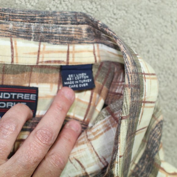 Rountree & Yorke Brown and Cream Patterned SS Button Down Casual Shirt - Picture 4 of 4